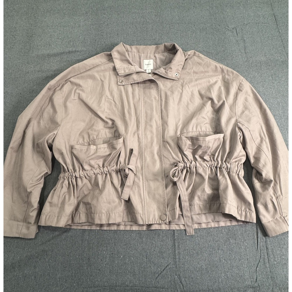 Maeve by Anthropologie Ruched Cropped Waist Trench Jacket Size M